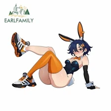EARLFAMILY 5.1" Cute Bunny Girl Wall Decals Attractive Amusing Wall Stickers