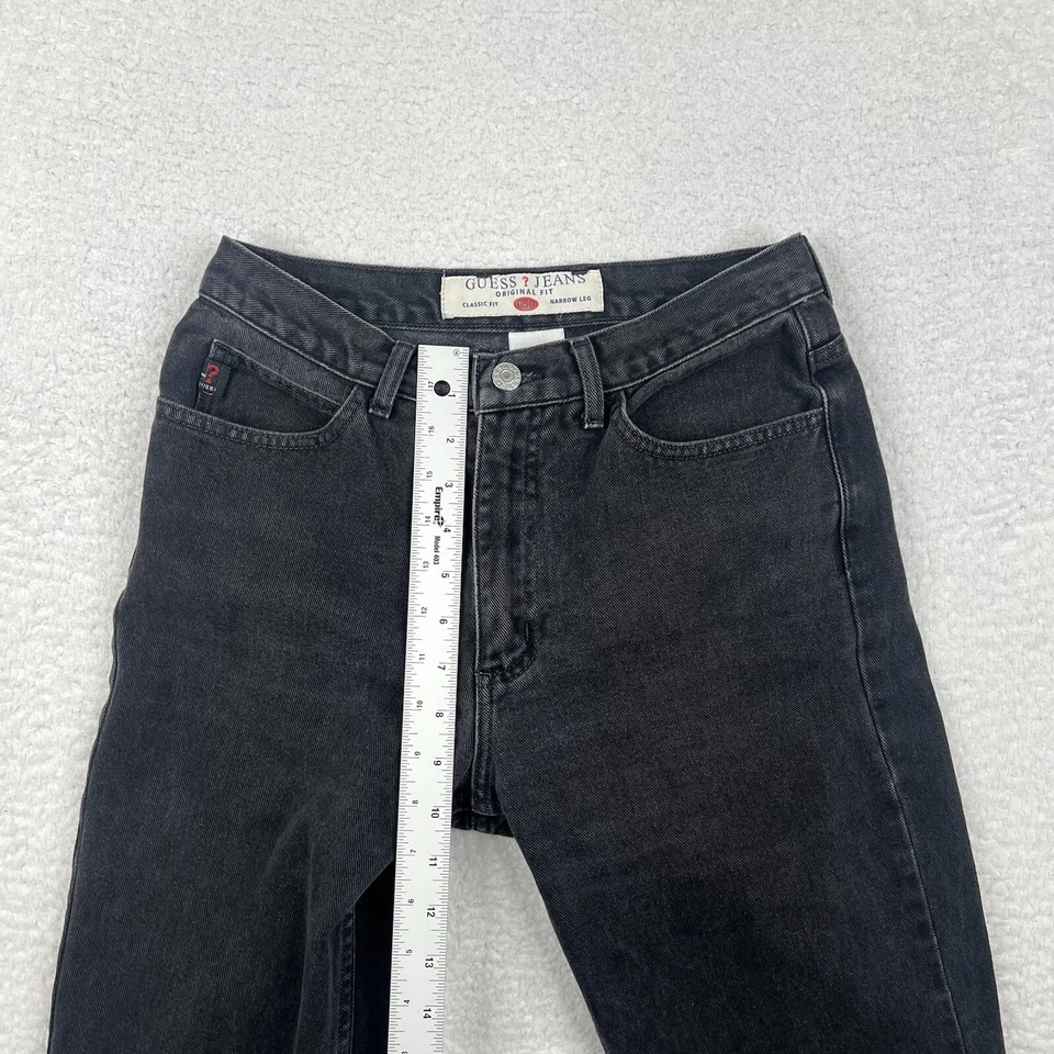 Jeans Guess Vintage Mujer 29 Negro Denim Años 90 Pierna Estrecha 050 Calce Clásico Algodón Foto 3 de 4