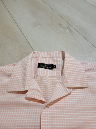 Bugatchi Uomo beige short Sleeve Button up dress Shirt MEDIUM casual - Picture 5 of 8