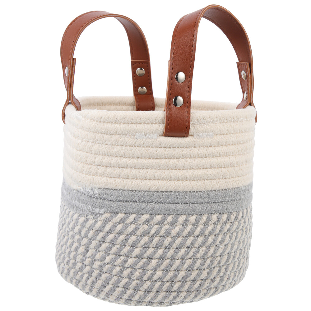 Handles Desktop Basket Storage Nursery Storage Basket Small Rope Basket