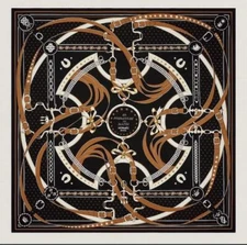 Hermes Shawl Scarf La Promenade Du Matin Black Cashmere Silk Auth New Box 140 cm