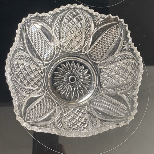 American Brilliant Period Cut Glass Lead Crystal Sawtooth Rim Bowl Dish 7 In - Picture 2 of 10