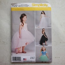 Simplicity Pattern 1122 Girls High-Low Long Princess Skirt Tulle Sz 3 - 6 UNCUT