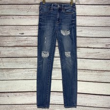 American Eagle Jeans Size 00 Short Blue Jegging Super High Rise Stretch Denim