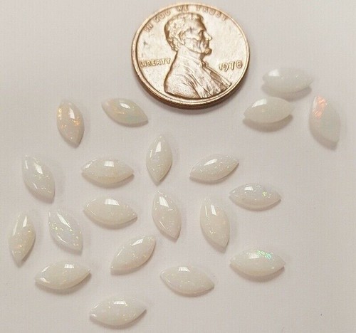 VINTAGE GENUINE FIRE OPAL NATURAL 4x8mm. NAVETTE .50 CTW GEMSTONE CABOCHON L586 - 第 2/3 張圖片