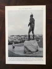 1947 vintage original magazine photo Massasoit Statue Overlooks Plymouth Bay