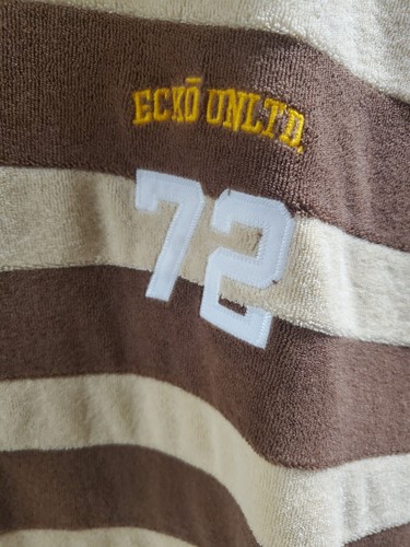 Y2K ECKO Unltd ALL CREWS 72 Brown Tan Orange Terry Bboy SS Full Zip Sz Med - Picture 5 of 7