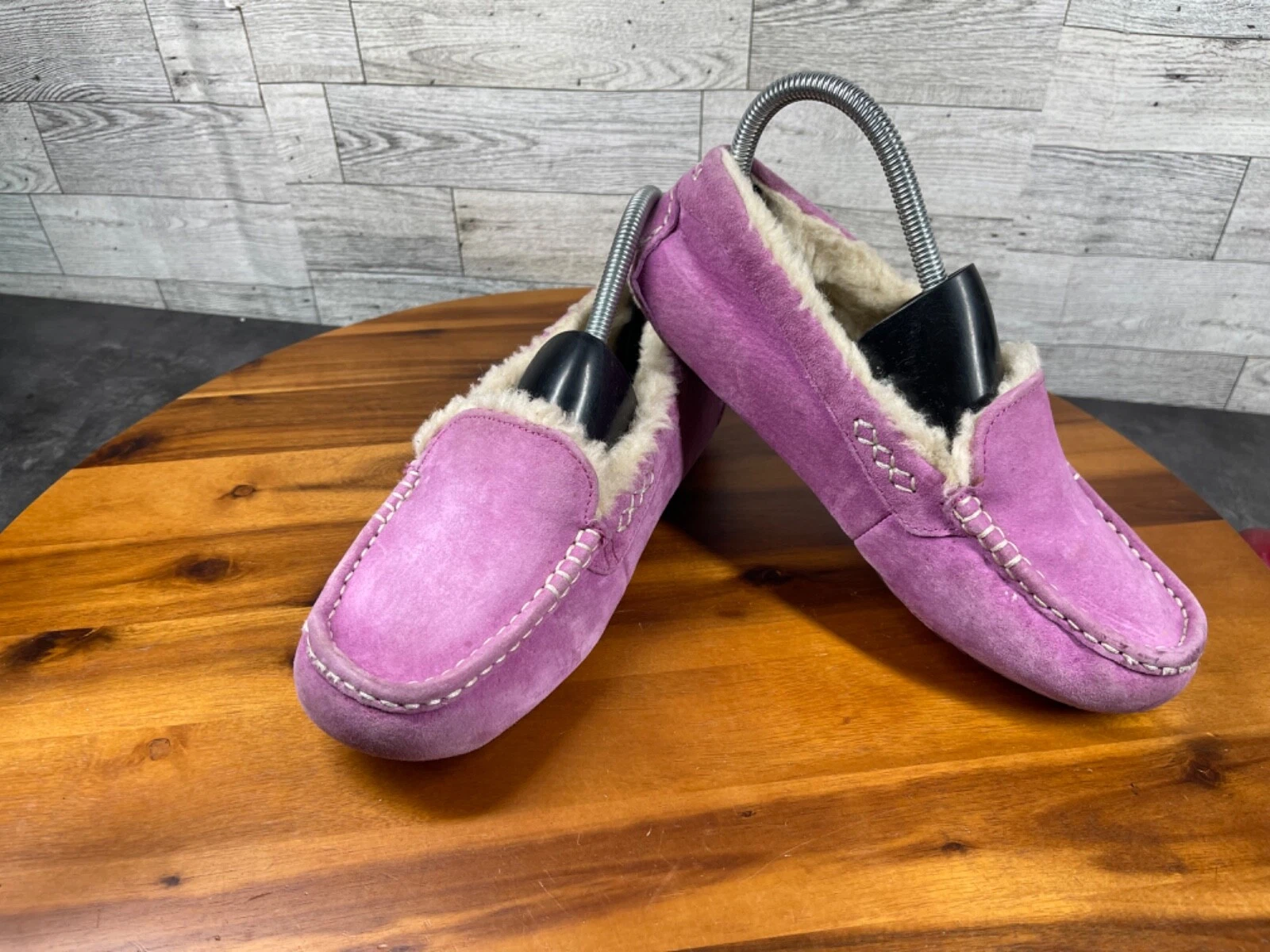 Ugg Australia Pantofole Donna 7M Ansley Scarpe Viola Scamosciato Lana Mocassino Mocassino Toe