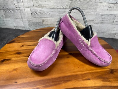 Ugg Australia Slippers Women 7M Ansley Shoes Purple Suede Wool Moccasin Moc Toe