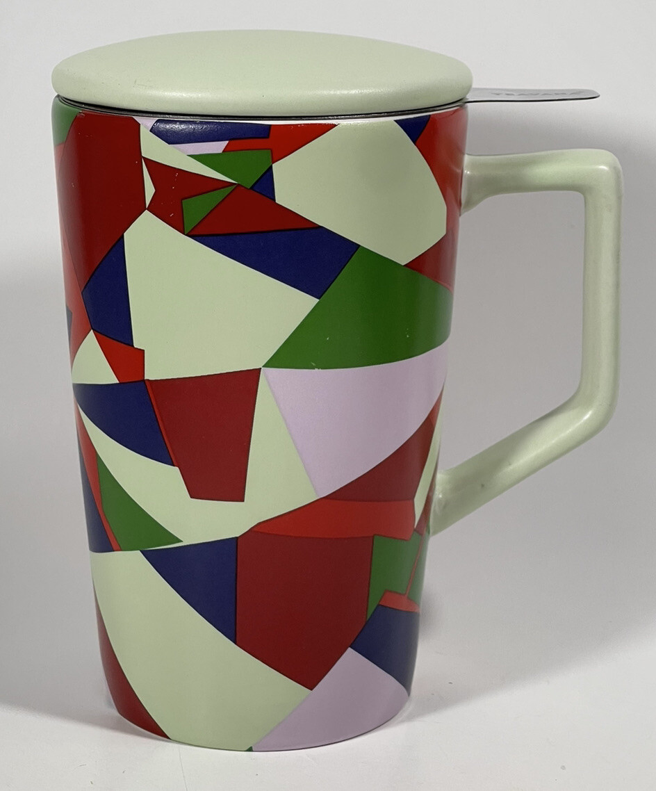 TEAVANA Tea Infuser Steeper 12oz Cup Mug w/ Lid & Handle Blue Green Red