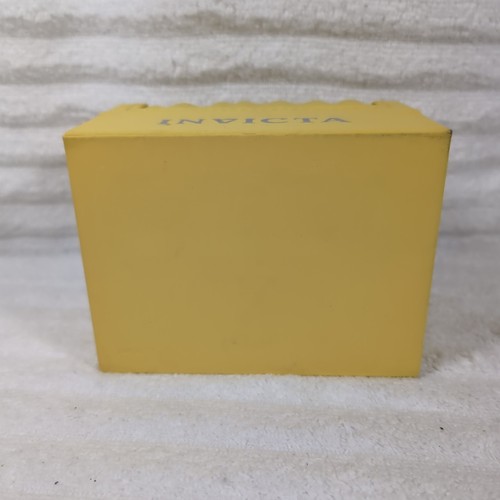 Invicta Yellow Watch Box Only Storage Case Cloth Wipe & Warranty Hinged Display - Picture 4 of 8
