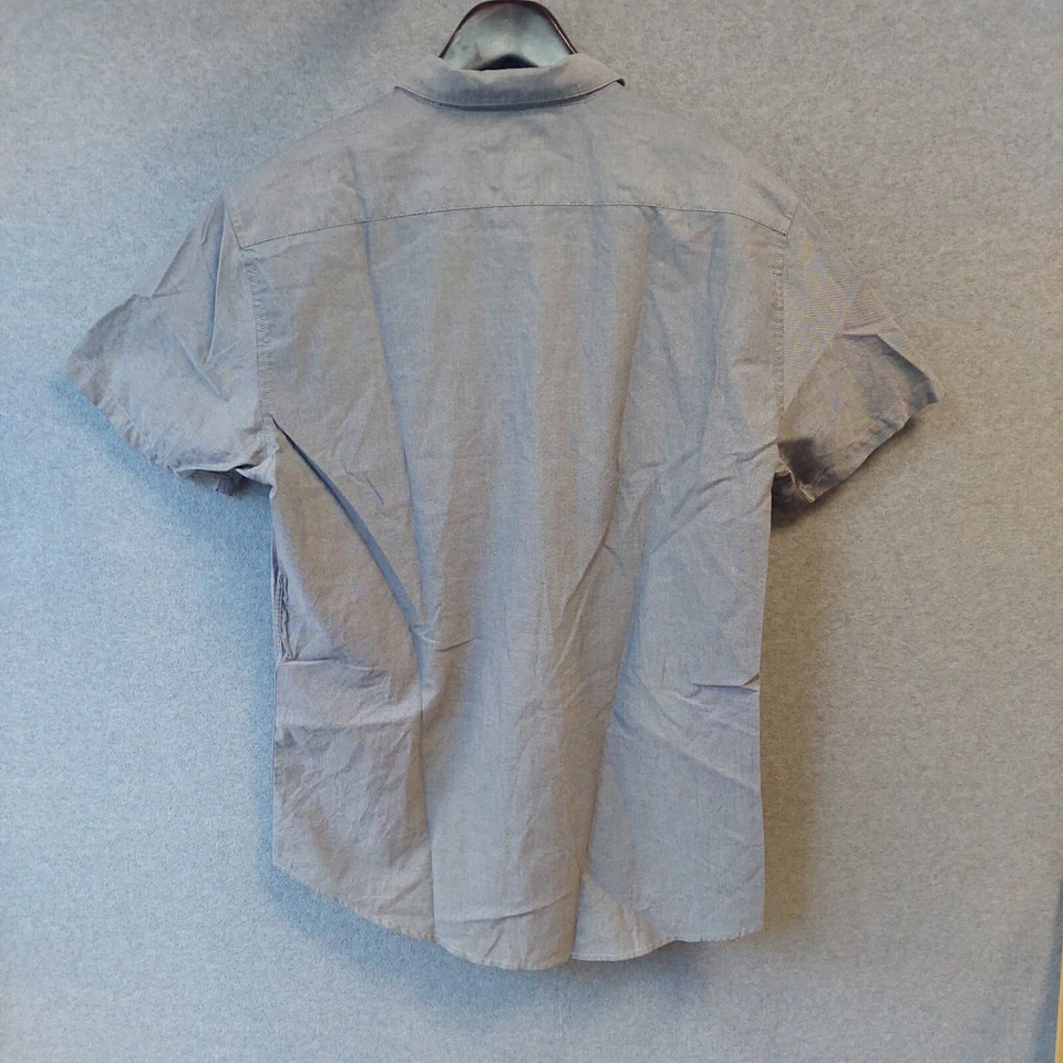 Camisa RVCA Azul Gris Calce Ajustado Bolsillo Talla L Manga Larga Logo Para Hombre Botón Foto 2 de 4