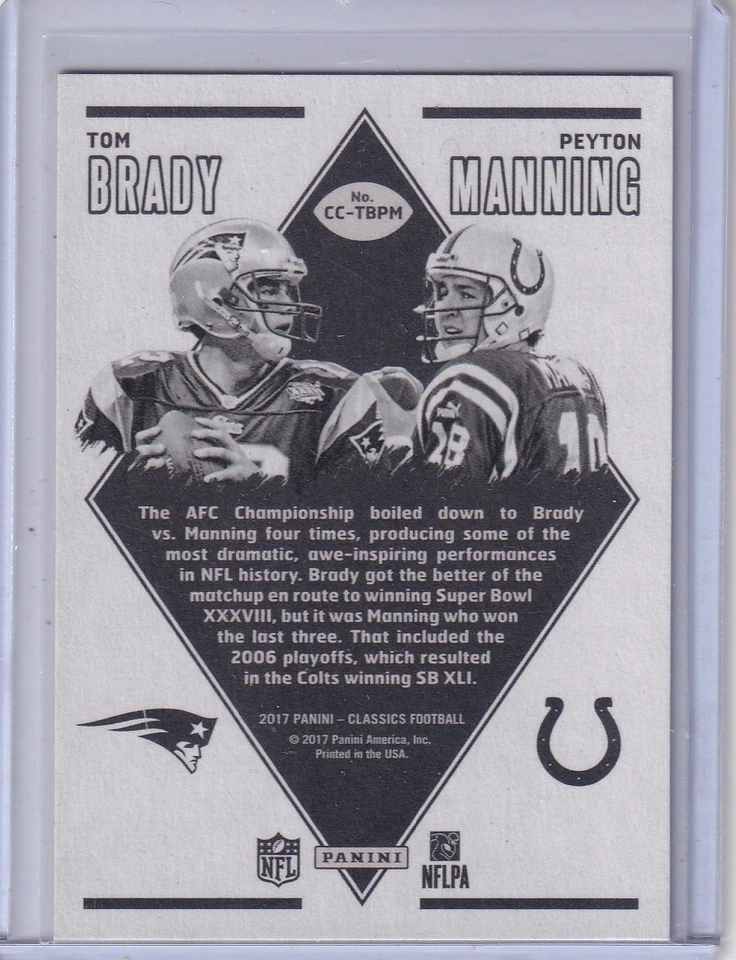 TOM BRADY/PEYTON MANNING 2017 Panini Classics ClassicClashes Gold Patriots/Colts - Image 2 of 2
