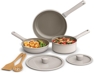 7 Piece Cookware Set with Evergood  Ceramic Nonstick Coating , Dishwasher Safe O