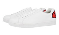 Prada Comic Limited Sneaker Schuhe 4E3299 Weiss Rot Leder Neu 6,5 40,5 41