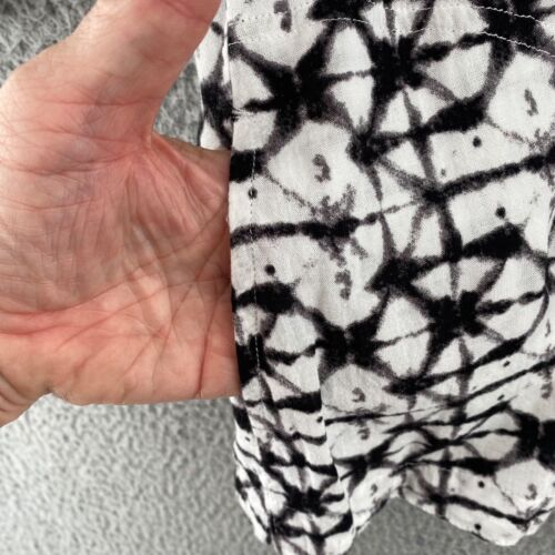 John Mark Top Womens Large White Ikat Dye Linen Blend 1/4 Button Up 3/4 Sleeve - Picture 5 of 12
