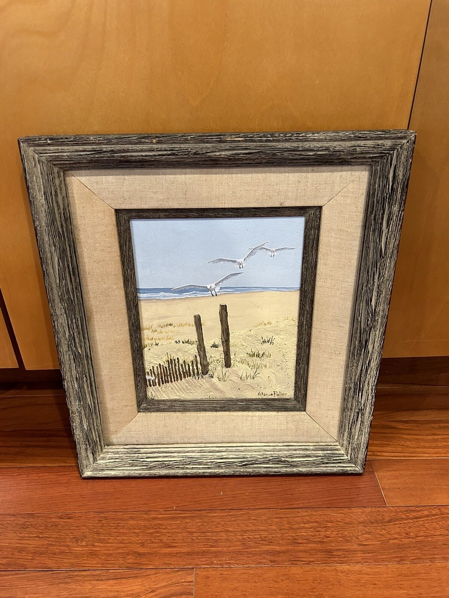 Gloria Pelkey Seagulls Coastal Seascape Mixed Media Framed