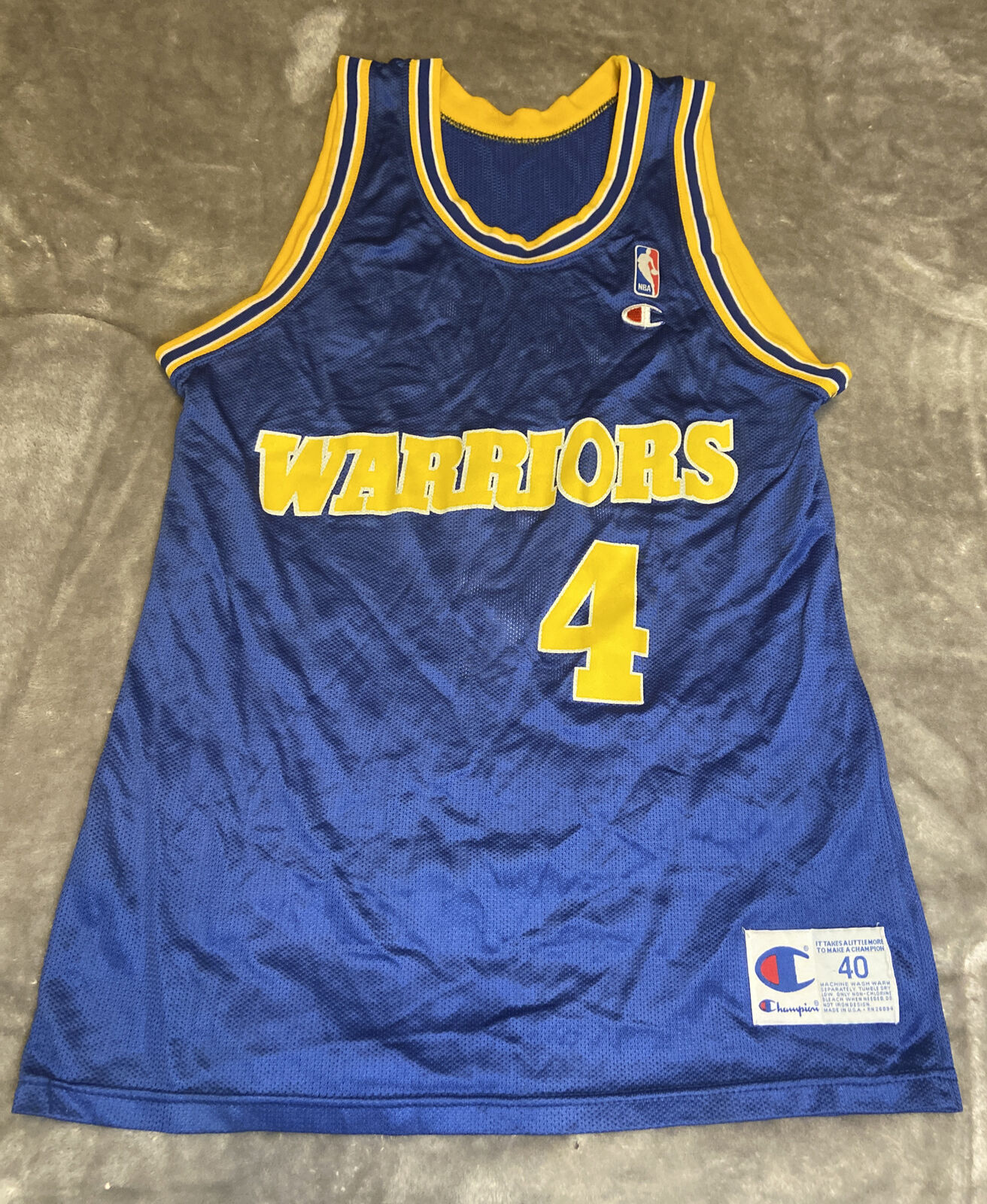Vtg 90s Champion Golden State Warriors 4 Chris Webber NBA