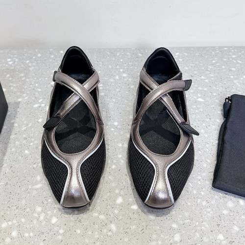 The Attico Vintage Ballet Shoes Flats Women, Leather Mesh, Mary Jane Shoes - Picture 6 of 26