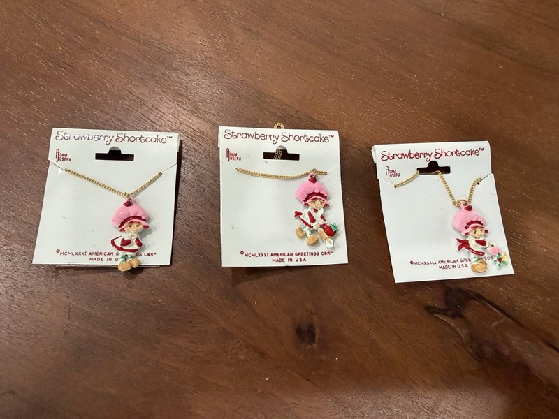 Set Of 3 Strawberry Shortcake Pendant Necklaces By Adam Joseph.