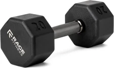 Rubber Coated Dumbbells - No Roll Design Easy-Grip Steel Knurled Handle, Weights