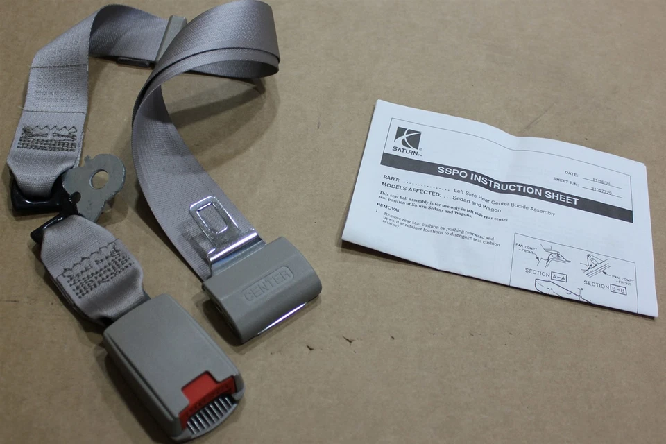 Cinturón de seguridad trasero Saturn SW1 97-9821055572 centro medio izquierdo GM OEM fábrica Foto 2 de 4