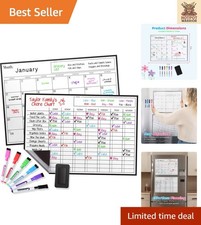 Cinch Magnetic Family Organizer: 2 Dry Erase Boards  Markers Bundle - 17"x12"