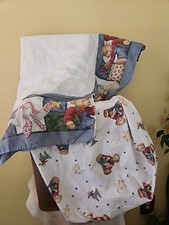Vintage Blue Jean Teddy Crib Sheet and Bed Ruffle Set Teddy Bear Nursery Bedding