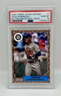 2022 Topps Japan Julio Rodriguez #87B-7 CHERRY TREE GOLD  SSP /25 Rookie PSA 10