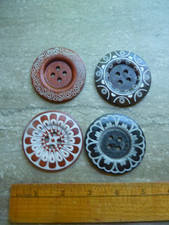 4 Large Wooden Sewing Buttons 2.5  Crafts/ Clothing Nice etched designs