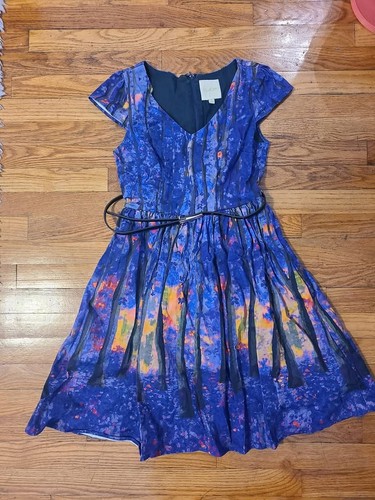 Modcloth Thicket Frondescent A-Line Dress Enchanted Forest Tree Size Small/S