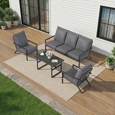 5 Seater Outdoor Garden Furniture Set 3 Seat Sofa with 2 Armchairs Coffee Table