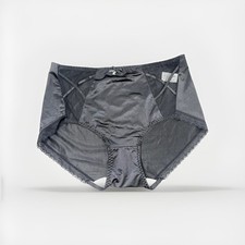 Panties Black Nylon Blended Lace Trim Cotton Gusset XL Bow and Gem New