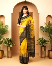Indian Elegant Sophisticate Sari Ikkat Pochampally Silk Ethnic Party Wear Saree