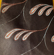 1930s 1940s VINTAGE  MENS DRESS TIE  BROWN  SILVER - FILIGREE  50"
