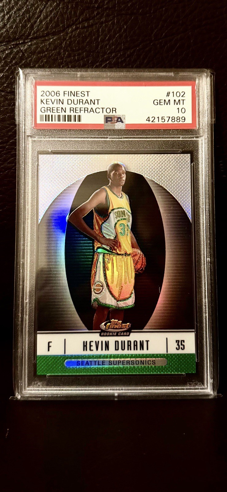 2006 Topps Finest Kevin Durant RC Green Refractor /199 PSA 10 GEM MT COLOR MATCH