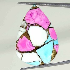 26.20Cts Cotton Candy Pink Copper Turquoise Pear Cabochon Loose Gemstone