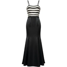 Sherri Hill Gown Womens 8 Black White Excellent Beaded Mermaid Formal Dress