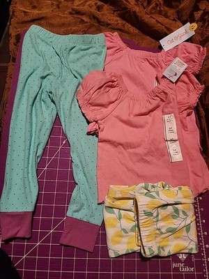 cat and jack girls 3t lot 2 Shirts 1 3t Pant Bonus 5t Lemon Pants