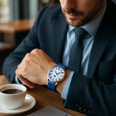 Happy Watch Smart Watch Roman Dial Moon Phase Round Face Mens