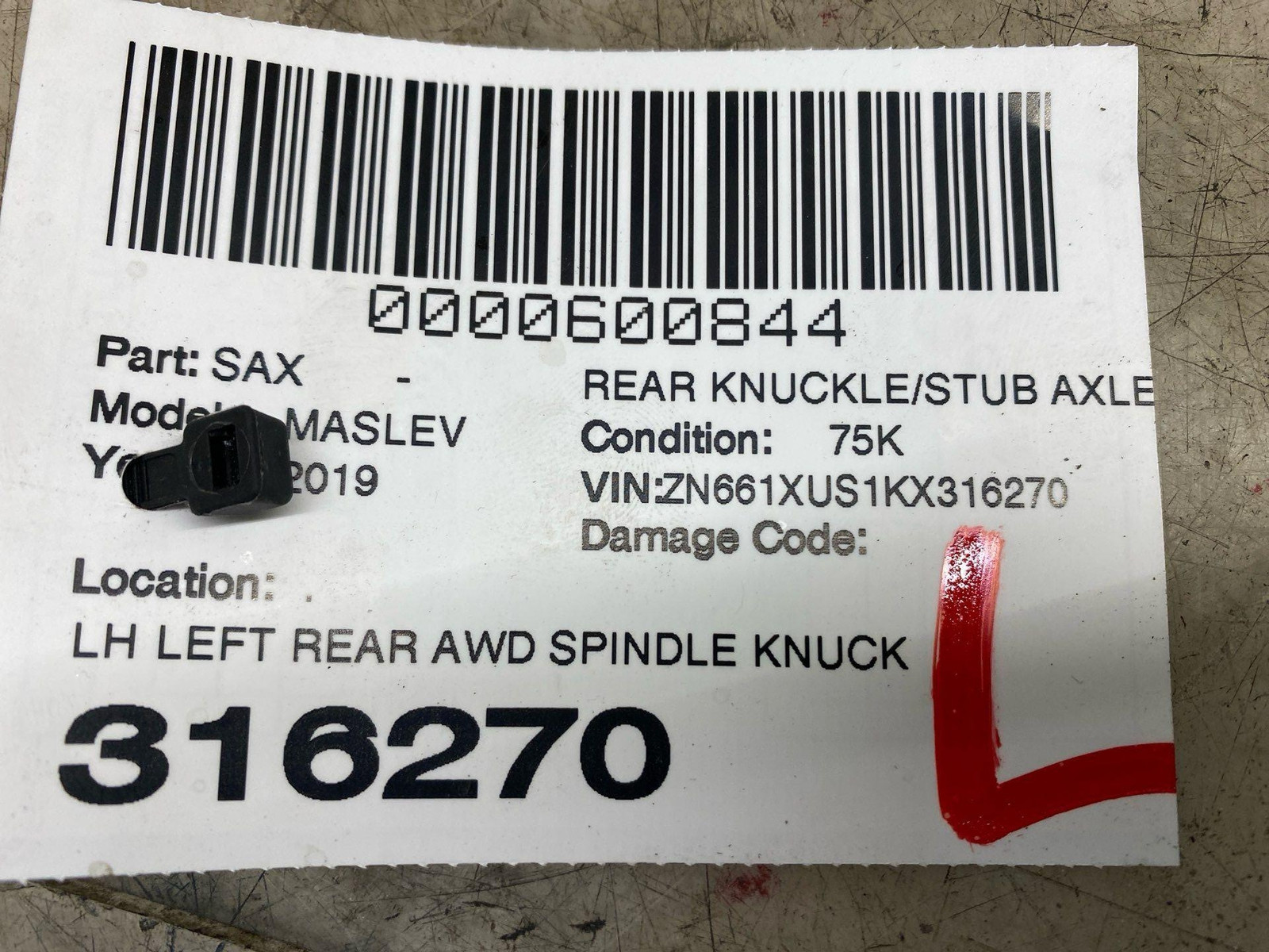 Maserati Levante 2017-2022 Rear Left Steering knuckle