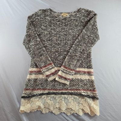 #ad Meworld Women#x27;s Small Multicolor Crew Neck Long Sleeve Sweater Hot Sea $14.00