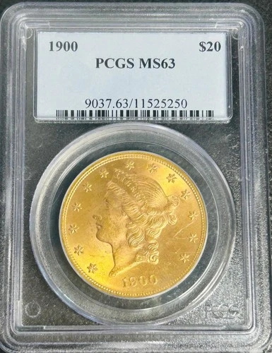 1900 P American Double Eagle Coronet Head Gold Coin $20 Dollars MS63 PCGS Graded