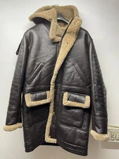 Men's B3 Hooded Aviator real sheepskin shearling leather coat
