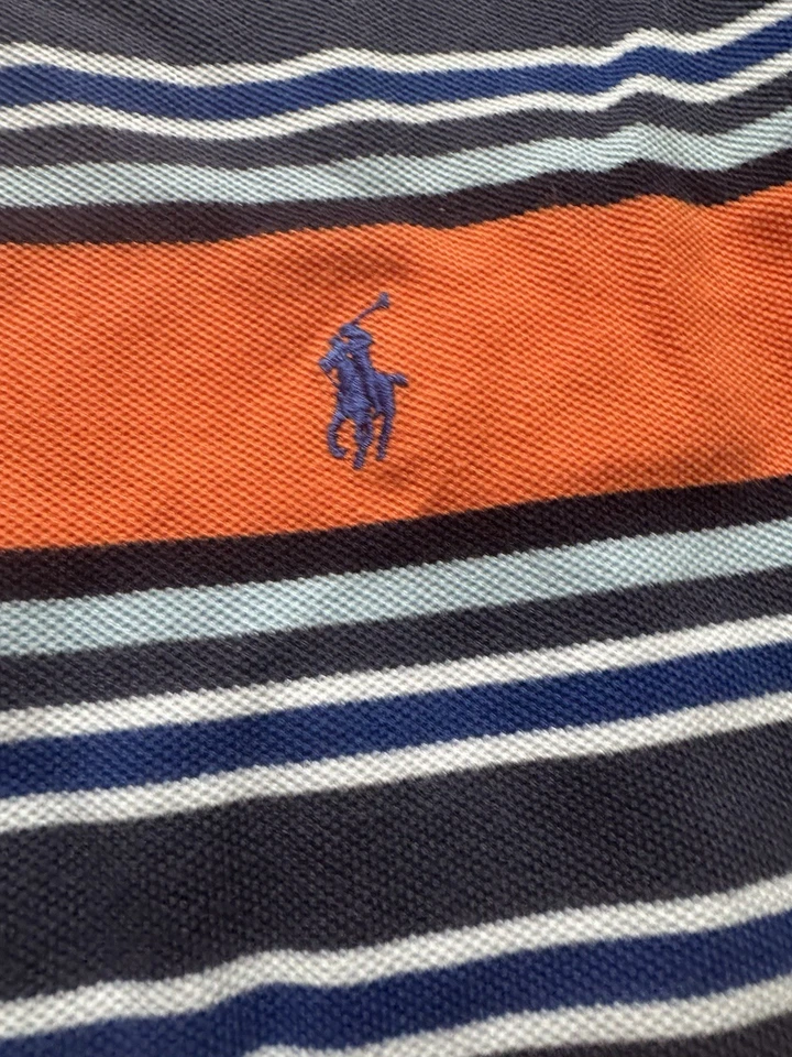 Polo Hombre Naranja Azul Rayas Grande Foto 4 de 4