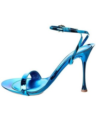 Gianvito Rossi Blue Spice Ribbon 95 Damen-Ledersandale schick, elegantt