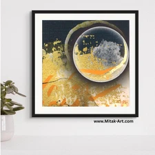 Mitak moon stars cosmos gold celestial galaxy abstract contemporary paper print
