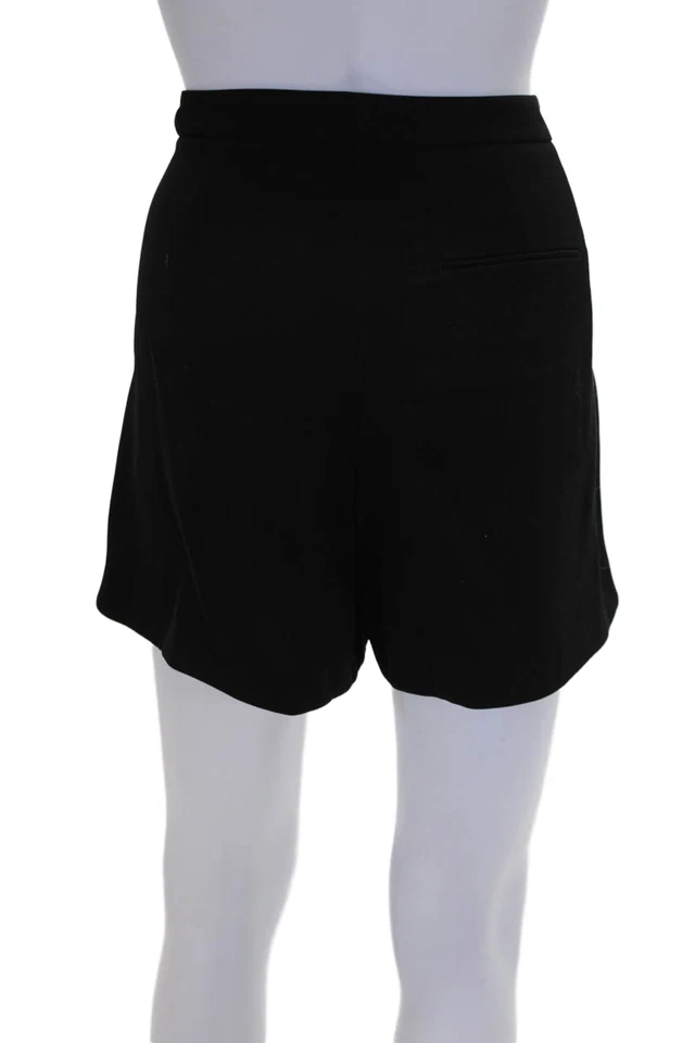 Pantalones cortos Vince para mujer de tiro alto plisados con bolsillos en capas negros talla 4 Foto 3 de 4