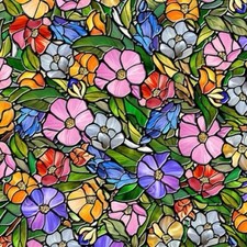 QT Fabrics Sunlit Birds by JQ Licensing 30794 X Stained Glass Floral Cotton