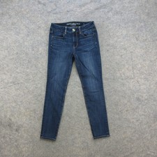 American Eagle Outfitters Women's Blue Dark Wash Size 4 Short Super Stretch